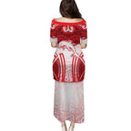 Dolphins Rugby Puletasi Polynesian Tribal Dolphin Warrior Red White Pattern