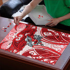 Dolphins Rugby Puzzle Polynesian Tribal Dolphin Warrior Red White Pattern
