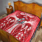 Dolphins Rugby Quilt Polynesian Tribal Dolphin Warrior Red White Pattern