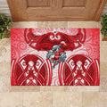 Dolphins Rugby Rubber Doormat Polynesian Tribal Dolphin Warrior Red White Pattern
