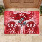 Dolphins Rugby Rubber Doormat Polynesian Tribal Dolphin Warrior Red White Pattern