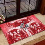 Dolphins Rugby Rubber Doormat Polynesian Tribal Dolphin Warrior Red White Pattern
