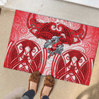 Dolphins Rugby Rubber Doormat Polynesian Tribal Dolphin Warrior Red White Pattern