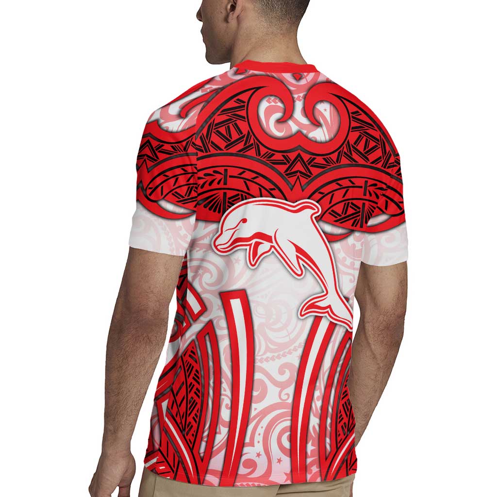 Dolphins Rugby Rugby Jersey Polynesian Tribal Dolphin Warrior Red White Pattern