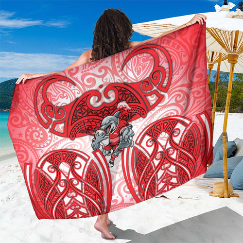 Dolphins Rugby Sarong Polynesian Tribal Dolphin Warrior Red White Pattern