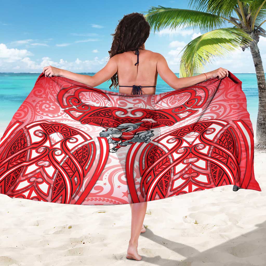 Dolphins Rugby Sarong Polynesian Tribal Dolphin Warrior Red White Pattern