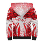 Dolphins Rugby Sherpa Hoodie Polynesian Tribal Dolphin Warrior Red White Pattern