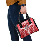 Dolphins Rugby Shoulder Handbag Polynesian Tribal Dolphin Warrior Red White Pattern