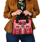 Dolphins Rugby Shoulder Handbag Polynesian Tribal Dolphin Warrior Red White Pattern