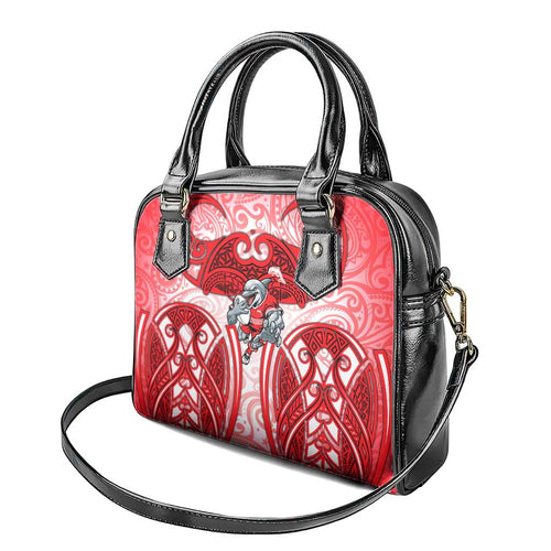 Dolphins Rugby Shoulder Handbag Polynesian Tribal Dolphin Warrior Red White Pattern