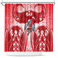 Dolphins Rugby Shower Curtain Polynesian Tribal Dolphin Warrior Red White Pattern
