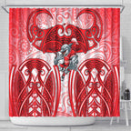 Dolphins Rugby Shower Curtain Polynesian Tribal Dolphin Warrior Red White Pattern