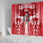 Dolphins Rugby Shower Curtain Polynesian Tribal Dolphin Warrior Red White Pattern