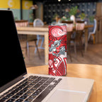 Dolphins Rugby Skinny Tumbler Polynesian Tribal Dolphin Warrior Red White Pattern