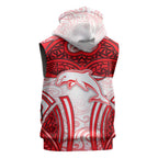 Dolphins Rugby Sleeveless Hoodie Polynesian Tribal Dolphin Warrior Red White Pattern