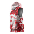 Dolphins Rugby Sleeveless Hoodie Polynesian Tribal Dolphin Warrior Red White Pattern