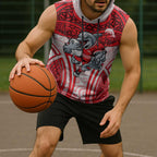 Dolphins Rugby Sleeveless Hoodie Polynesian Tribal Dolphin Warrior Red White Pattern