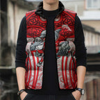 Dolphins Rugby Sleeveless Puffer Jacket Polynesian Tribal Dolphin Warrior Red White Pattern