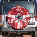 Dolphins Rugby Spare Tire Cover Polynesian Tribal Dolphin Warrior Red White Pattern