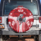 Dolphins Rugby Spare Tire Cover Polynesian Tribal Dolphin Warrior Red White Pattern