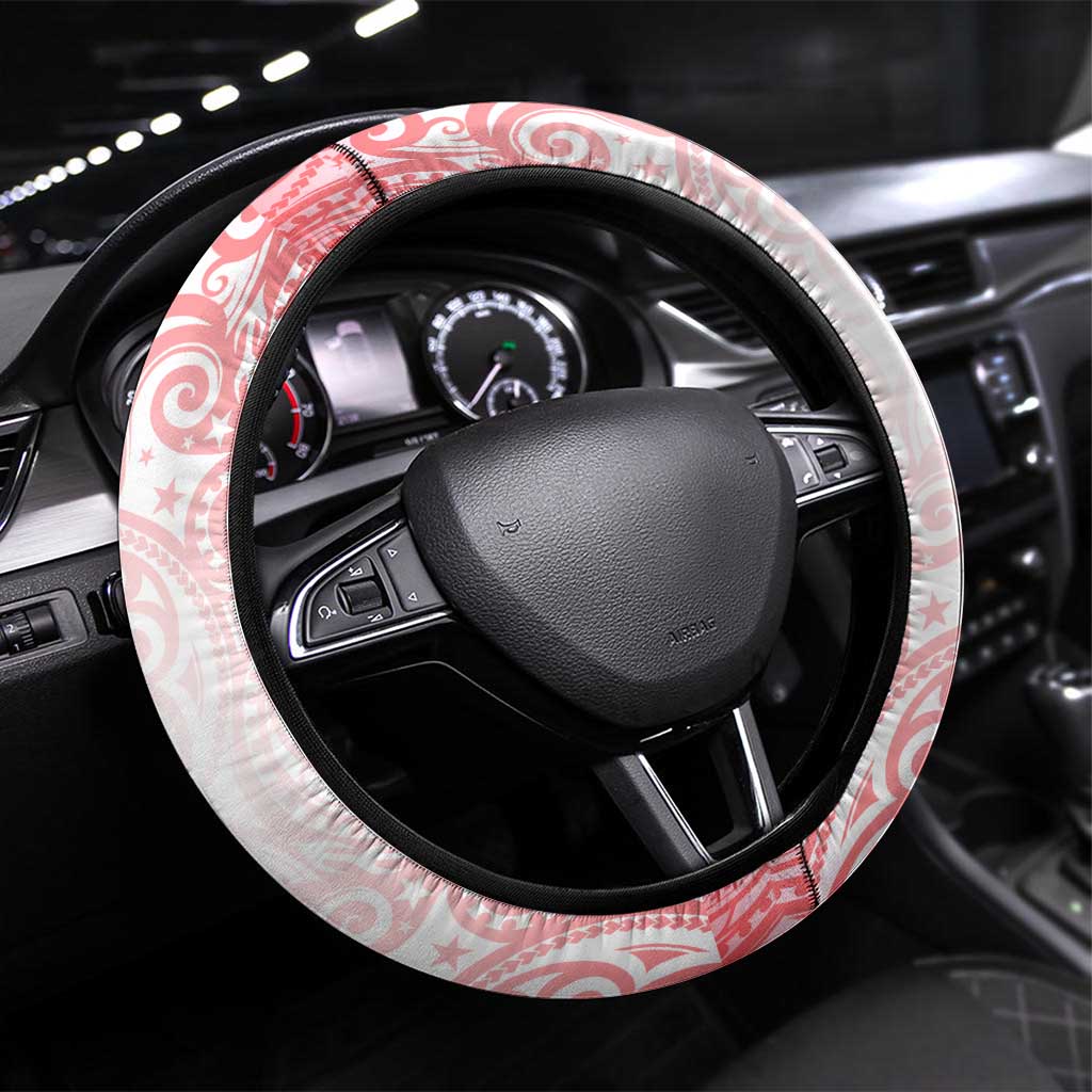 Dolphins Rugby Steering Wheel Cover Polynesian Tribal Dolphin Warrior Red White Pattern