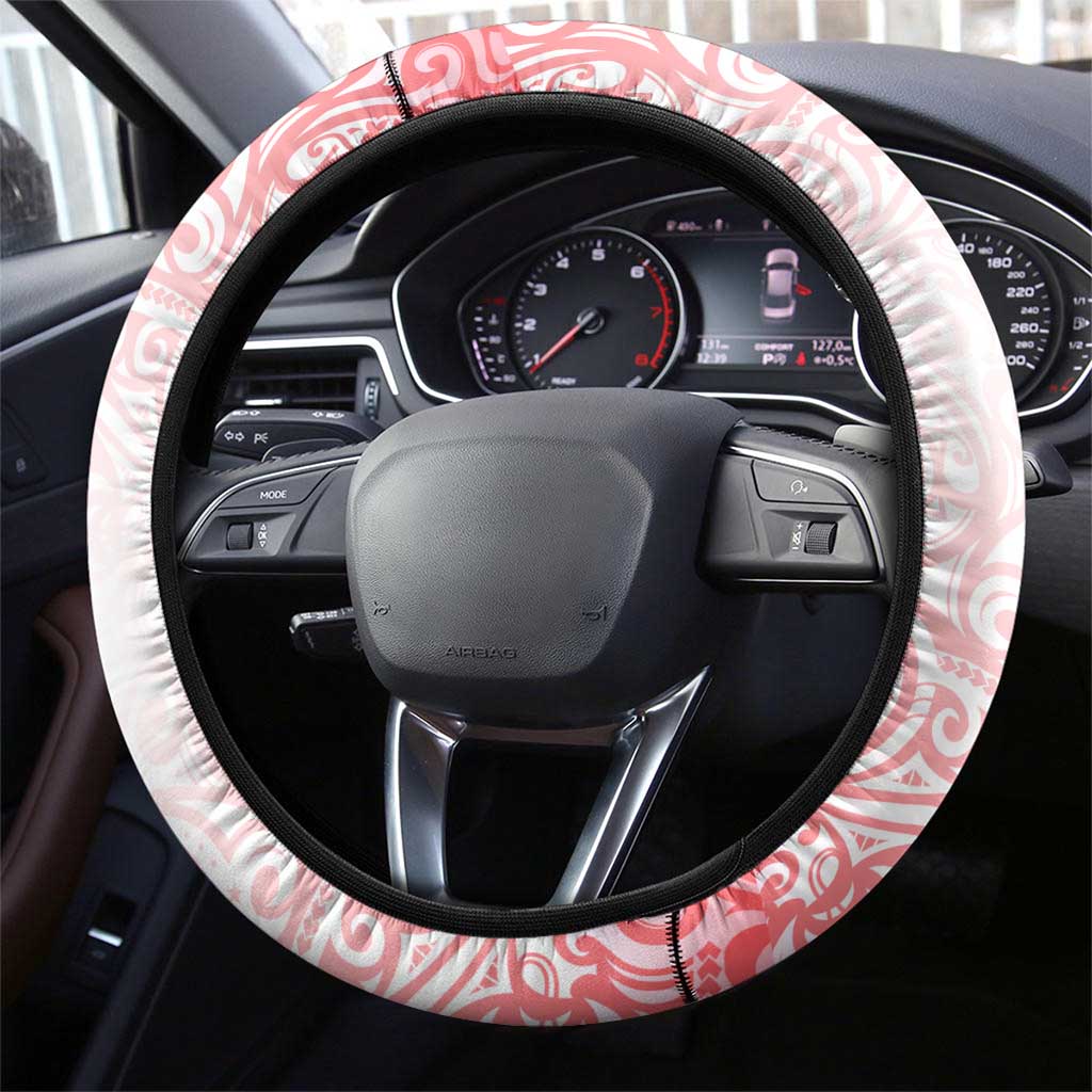 Dolphins Rugby Steering Wheel Cover Polynesian Tribal Dolphin Warrior Red White Pattern
