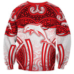 Dolphins Rugby Sweatshirt Polynesian Tribal Dolphin Warrior Red White Pattern