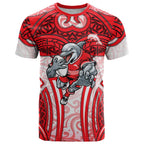 Dolphins Rugby T Shirt Polynesian Tribal Dolphin Warrior Red White Pattern