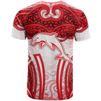 Dolphins Rugby T Shirt Polynesian Tribal Dolphin Warrior Red White Pattern