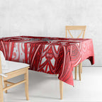Dolphins Rugby Tablecloth Polynesian Tribal Dolphin Warrior Red White Pattern