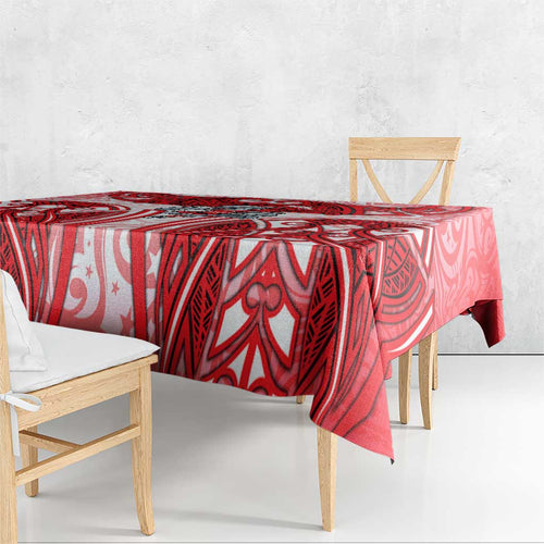 Dolphins Rugby Tablecloth Polynesian Tribal Dolphin Warrior Red White Pattern