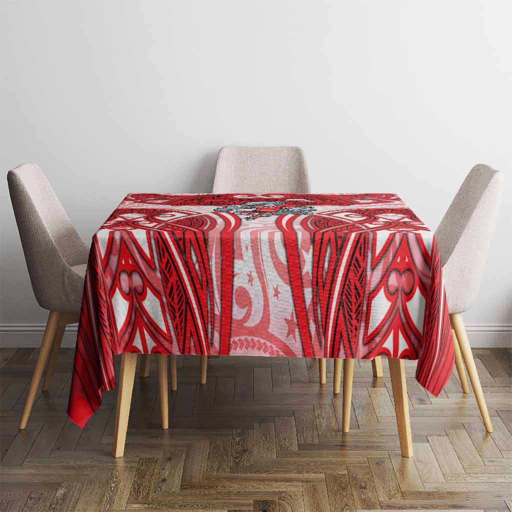 Dolphins Rugby Tablecloth Polynesian Tribal Dolphin Warrior Red White Pattern
