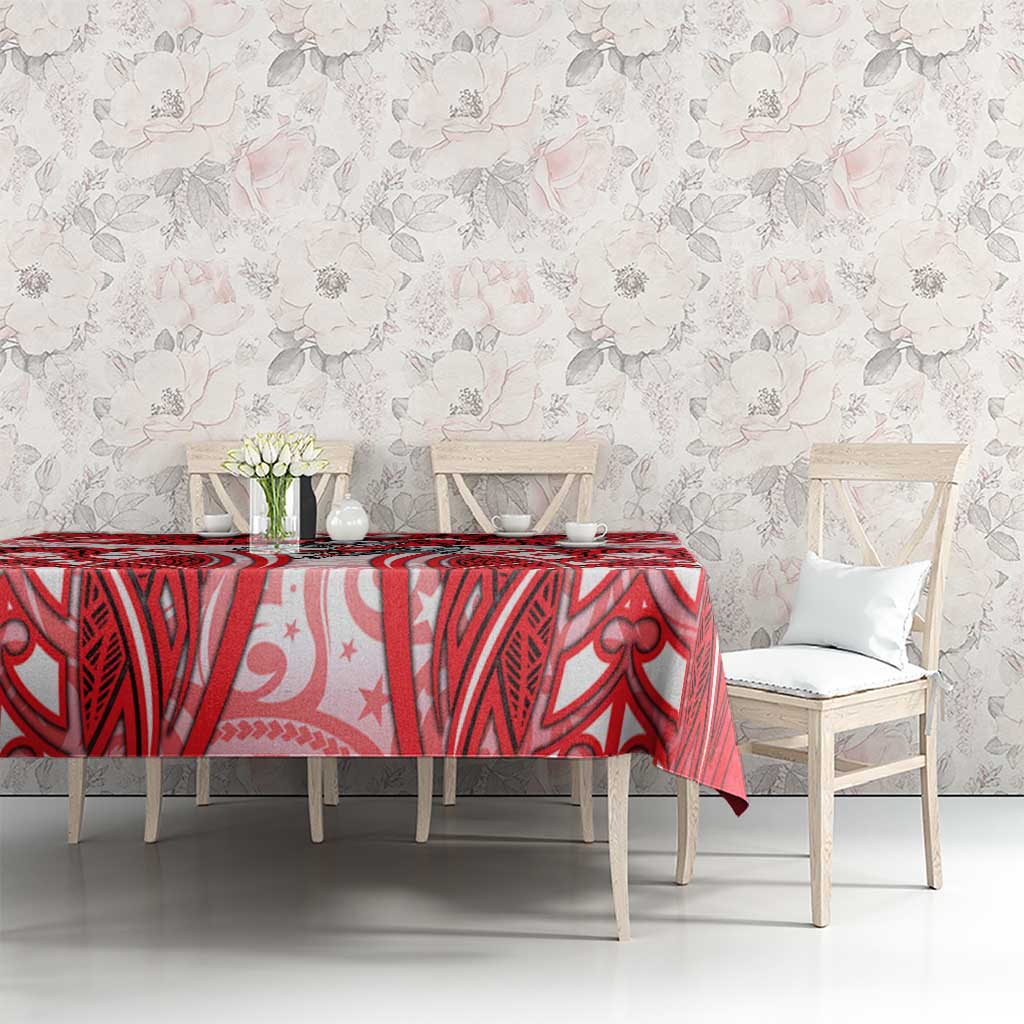 Dolphins Rugby Tablecloth Polynesian Tribal Dolphin Warrior Red White Pattern