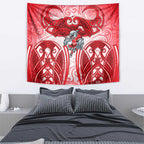 Dolphins Rugby Tapestry Polynesian Tribal Dolphin Warrior Red White Pattern
