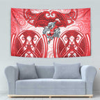 Dolphins Rugby Tapestry Polynesian Tribal Dolphin Warrior Red White Pattern