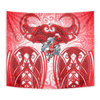 Dolphins Rugby Tapestry Polynesian Tribal Dolphin Warrior Red White Pattern