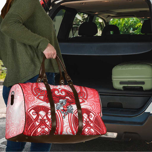 Dolphins Rugby Travel Bag Polynesian Tribal Dolphin Warrior Red White Pattern