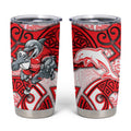 Dolphins Rugby Tumbler Cup Polynesian Tribal Dolphin Warrior Red White Pattern