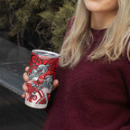 Dolphins Rugby Tumbler Cup Polynesian Tribal Dolphin Warrior Red White Pattern