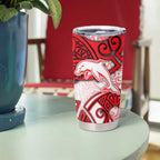 Dolphins Rugby Tumbler Cup Polynesian Tribal Dolphin Warrior Red White Pattern
