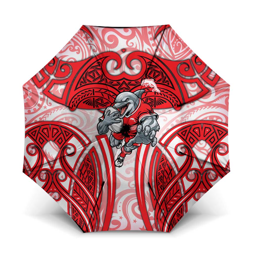 Dolphins Rugby Umbrella Polynesian Tribal Dolphin Warrior Red White Pattern