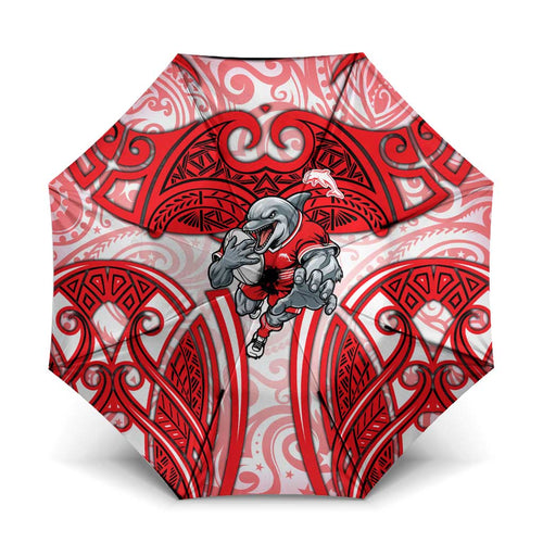 Dolphins Rugby Umbrella Polynesian Tribal Dolphin Warrior Red White Pattern