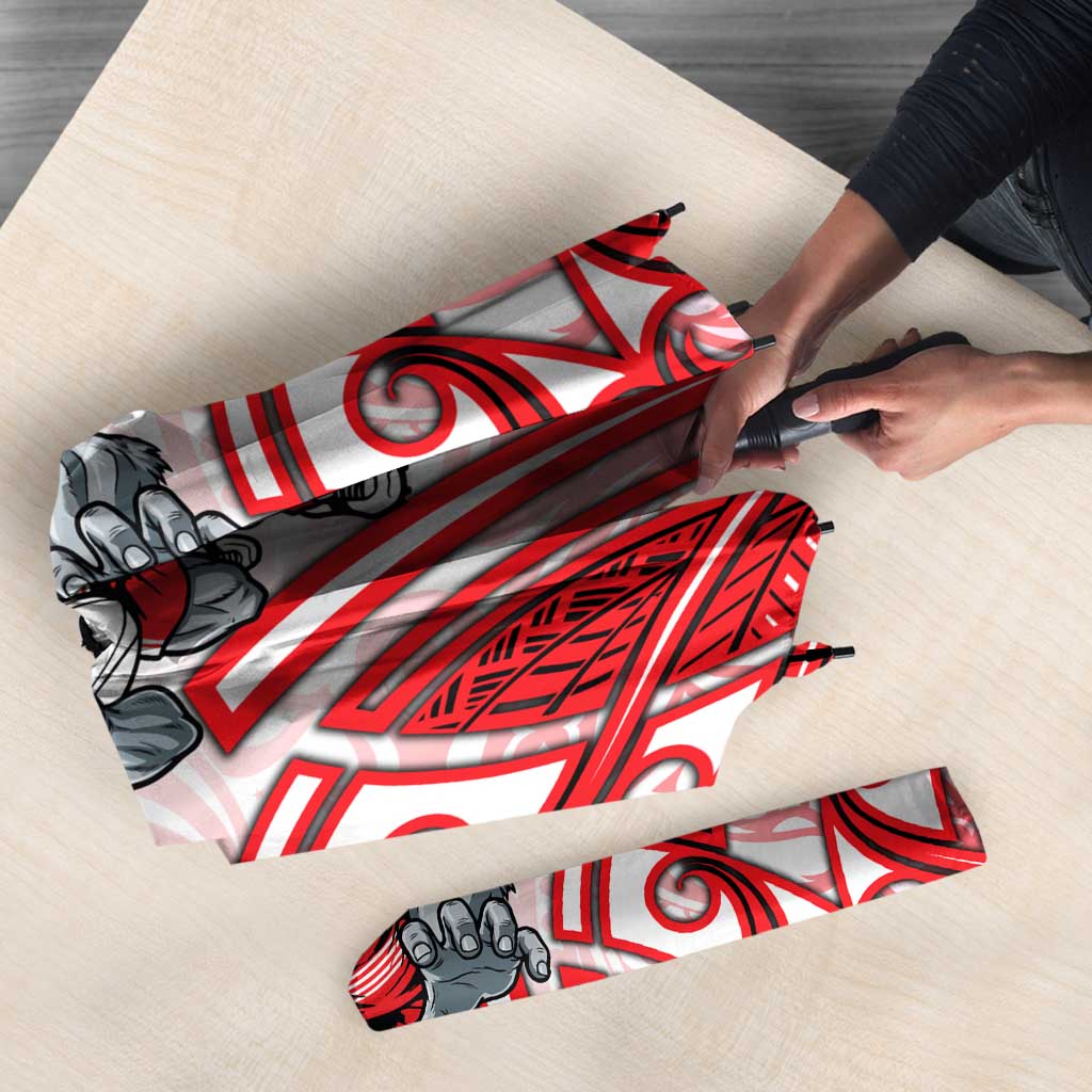 Dolphins Rugby Umbrella Polynesian Tribal Dolphin Warrior Red White Pattern