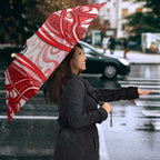 Dolphins Rugby Umbrella Polynesian Tribal Dolphin Warrior Red White Pattern