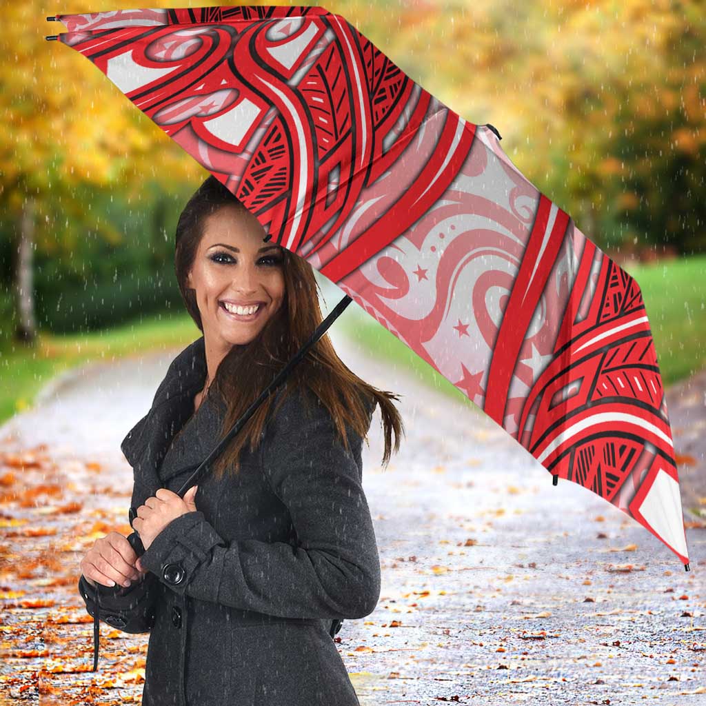 Dolphins Rugby Umbrella Polynesian Tribal Dolphin Warrior Red White Pattern