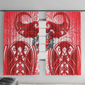Dolphins Rugby Window Curtain Polynesian Tribal Dolphin Warrior Red White Pattern