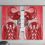 Dolphins Rugby Window Curtain Polynesian Tribal Dolphin Warrior Red White Pattern