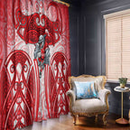 Dolphins Rugby Window Curtain Polynesian Tribal Dolphin Warrior Red White Pattern