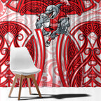 Dolphins Rugby Window Curtain Polynesian Tribal Dolphin Warrior Red White Pattern