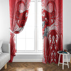 Dolphins Rugby Window Curtain Polynesian Tribal Dolphin Warrior Red White Pattern